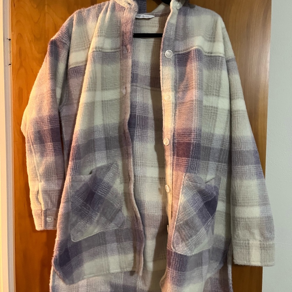 Plaid Hooded Coat with Pockets